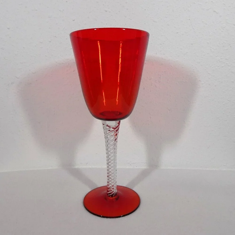 Blenko Vintage Air Twist Red Goblet Vase #489 Large 13